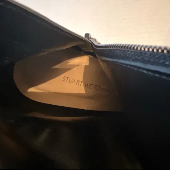 Stuart Weitzman Rosalind Sz 8.5 Black Leather Platform Boots Luxury