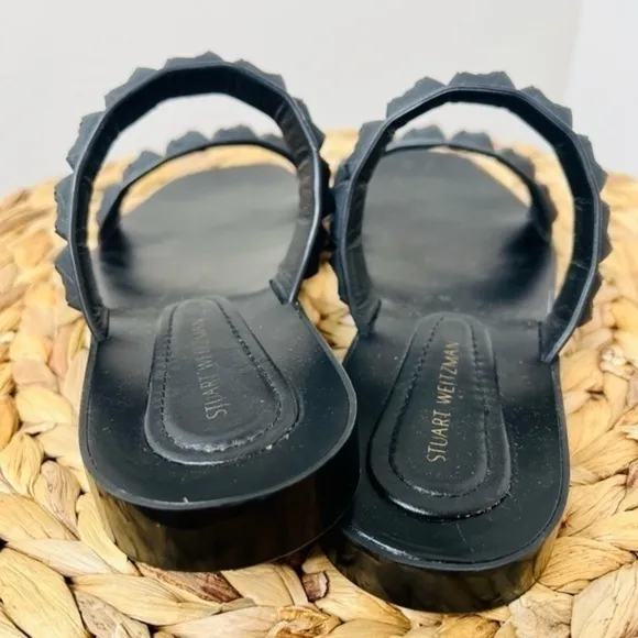 STUART WEITZMAN Slide Sandals Rosita Black Natural Rubber rose strap