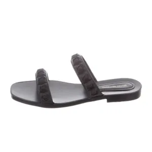 STUART WEITZMAN Slide Sandals Rosita Black Natural Rubber rose strap