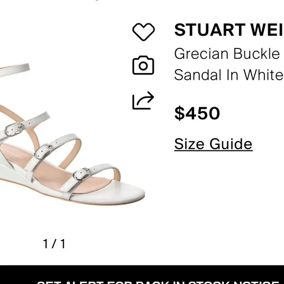 STUART WEITZMANGrecian Buckle WedgeSandal In White SIZE 9.5 $450 NEW