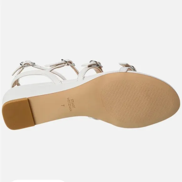 STUART WEITZMANGrecian Buckle WedgeSandal In White SIZE 9.5 $450 NEW