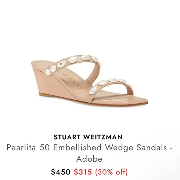 STUART WEITZMANPearlita 50 Embellished Wedge Sandals Adobe size 5.5 women