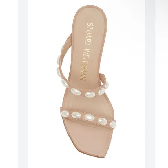STUART WEITZMANPearlita 50 Embellished Wedge Sandals Adobe size 5.5 women