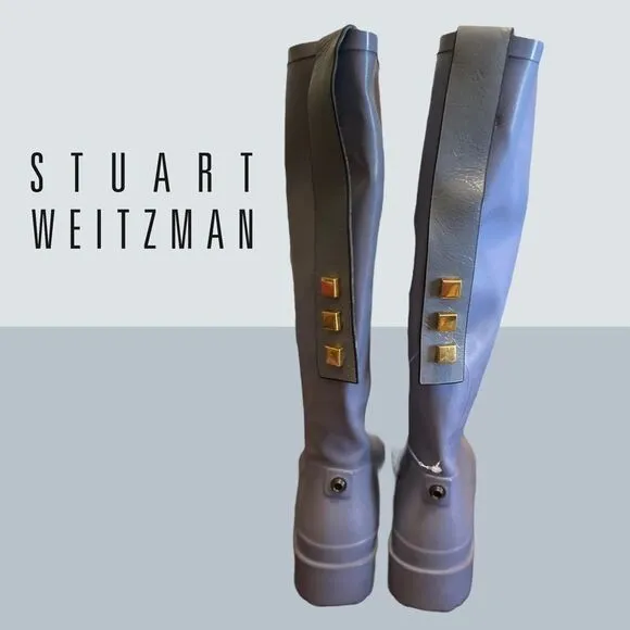 Stuart Weitzman Tall Grey Rain Boots 9