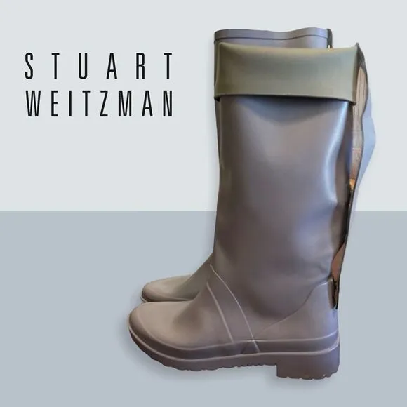 Stuart Weitzman Tall Grey Rain Boots 9