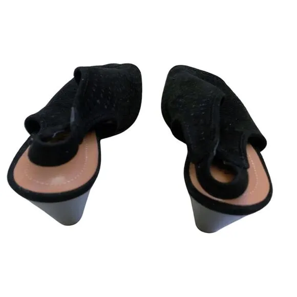 Style &amp; Co Black Suede Caged Peep Toe Slingback Heel Dress Sandals Size 8.5