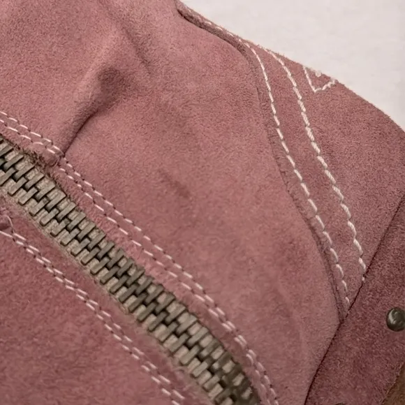 Sundance | Etta Slouchy Cowboy Western Side Zip Suede Boots Pink (EU 36/ US 6.5)