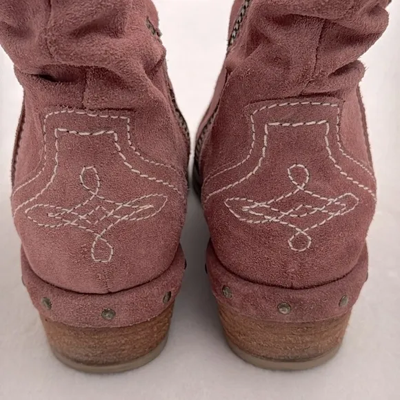 Sundance | Etta Slouchy Cowboy Western Side Zip Suede Boots Pink (EU 36/ US 6.5)