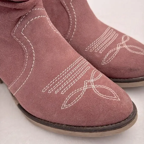 Sundance | Etta Slouchy Cowboy Western Side Zip Suede Boots Pink (EU 36/ US 6.5)