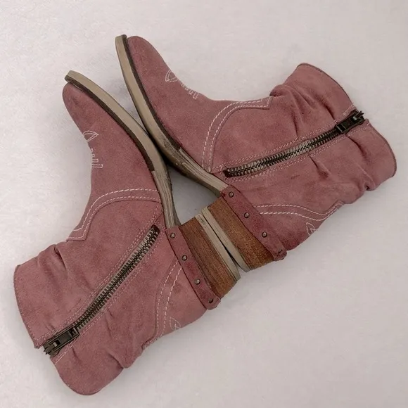 Sundance | Etta Slouchy Cowboy Western Side Zip Suede Boots Pink (EU 36/ US 6.5)