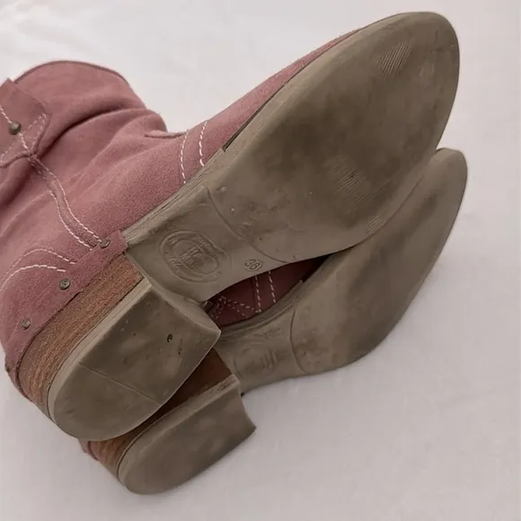 Sundance | Etta Slouchy Cowboy Western Side Zip Suede Boots Pink (EU 36/ US 6.5)
