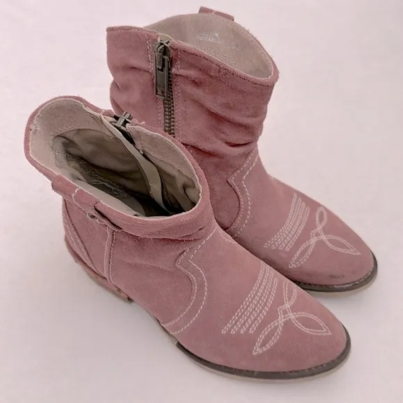 Sundance | Etta Slouchy Cowboy Western Side Zip Suede Boots Pink (EU 36/ US 6.5)