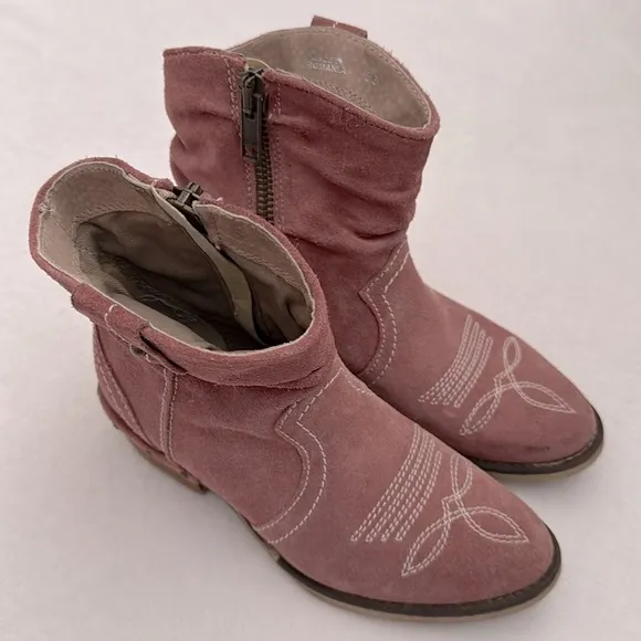 Sundance | Etta Slouchy Cowboy Western Side Zip Suede Boots Pink (EU 36/ US 6.5)