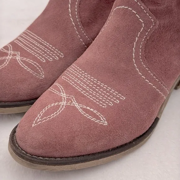 Sundance | Etta Slouchy Cowboy Western Side Zip Suede Boots Pink (EU 36/ US 6.5)