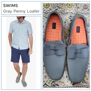 SWIMS Gray Penny Loafer for Men Size 12 Blue Gray Waterproof Water Shoe Slip On
