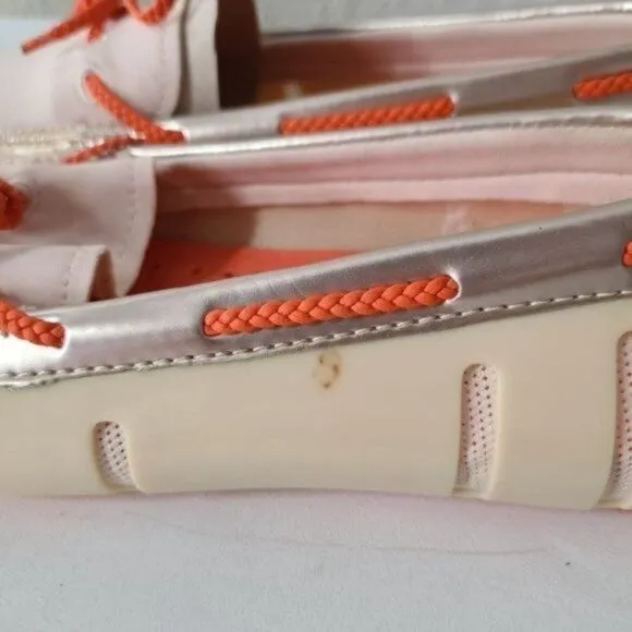 Swims women's boating /Water Shoes bradied Lace Loafer Orange /Beige Siz…