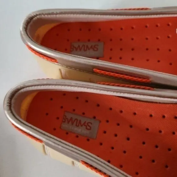 Swims women's boating /Water Shoes bradied Lace Loafer Orange /Beige Siz…