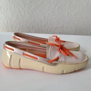 Swims women's boating /Water Shoes bradied Lace Loafer Orange /Beige Siz…