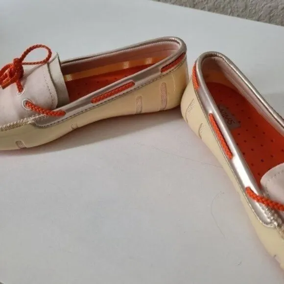 Swims women's boating /Water Shoes bradied Lace Loafer Orange /Beige Siz…