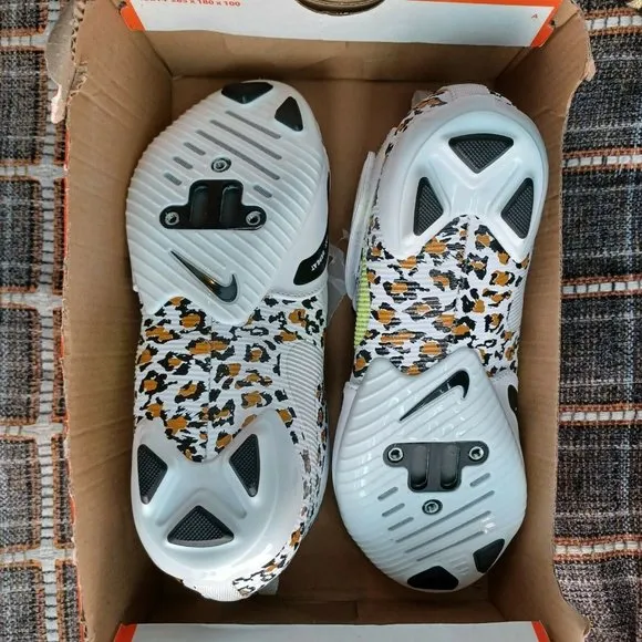 Sz 6.5,7,7.5 Women Nike SuperRep Cycle White Leopard Cycling Shoes CJ0775-177