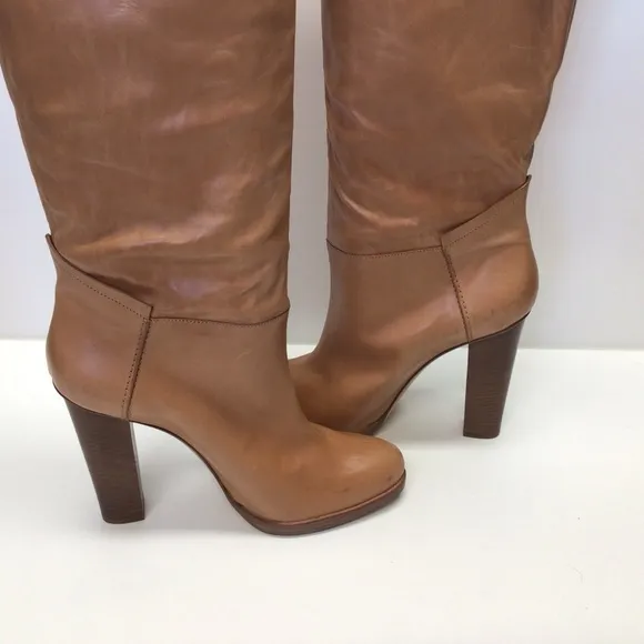 Tall Italian Leather Vero Cuoio Brown Boots