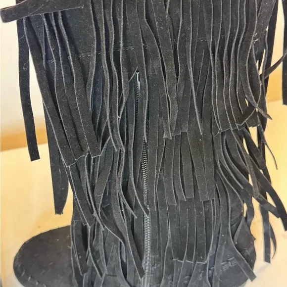 Tall Knee High Fringe Moccasin Boots