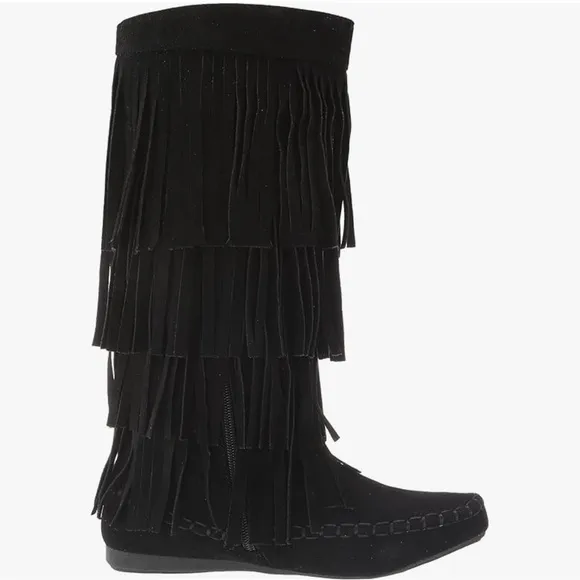 Tall Knee High Fringe Moccasin Boots