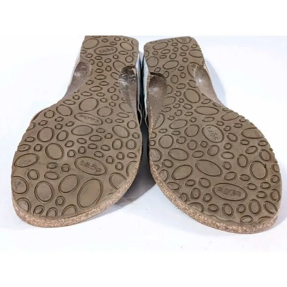 Taos Link Blue Sandals Shoes Thong Flip Flop Leather 39 US 8-8.5