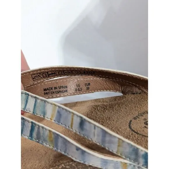 Taos Link Blue Sandals Shoes Thong Flip Flop Leather 39 US 8-8.5
