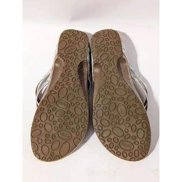 Taos Link Blue Sandals Shoes Thong Flip Flop Leather 39 US 8-8.5