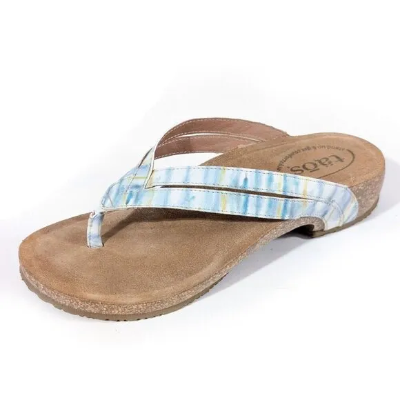 Taos Link Blue Sandals Shoes Thong Flip Flop Leather 39 US 8-8.5