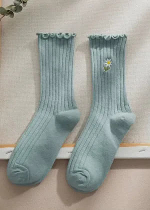 Teal floral socks