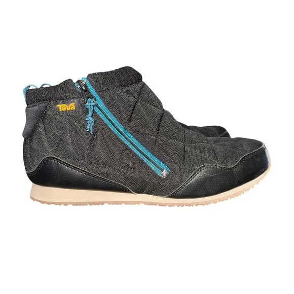 Teva ReEmber Mid Bootie Men's Sz 10 Black Quilted Side Zip Shoes Water Resistant