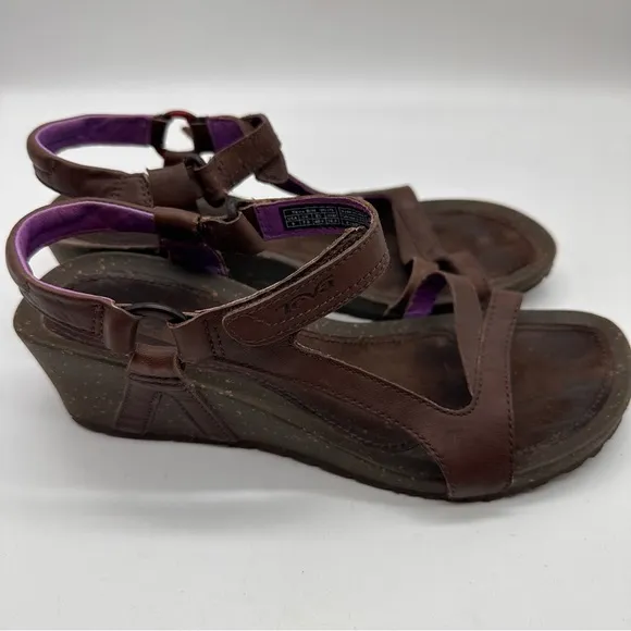 Teva Ysidro Universal Wedge Purple / Brown Sandals 9