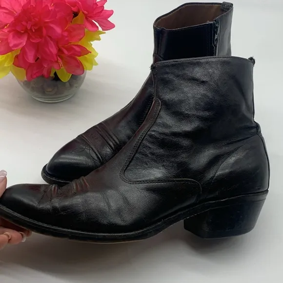 Texas Boot Company Dark Brown Ankle High Short Cowboy Boots Size 10.5 COW7155