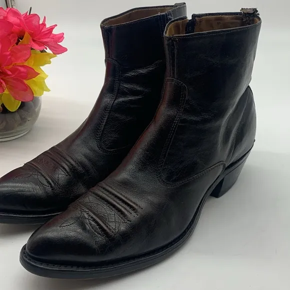 Texas Boot Company Dark Brown Ankle High Short Cowboy Boots Size 10.5 COW7155