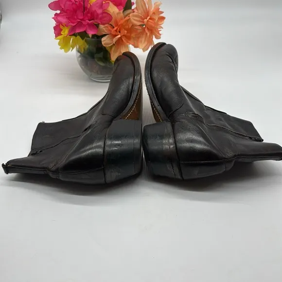 Texas Boot Company Dark Brown Ankle High Short Cowboy Boots Size 10.5 COW7155