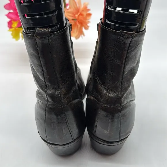 Texas Boot Company Dark Brown Ankle High Short Cowboy Boots Size 10.5 COW7155
