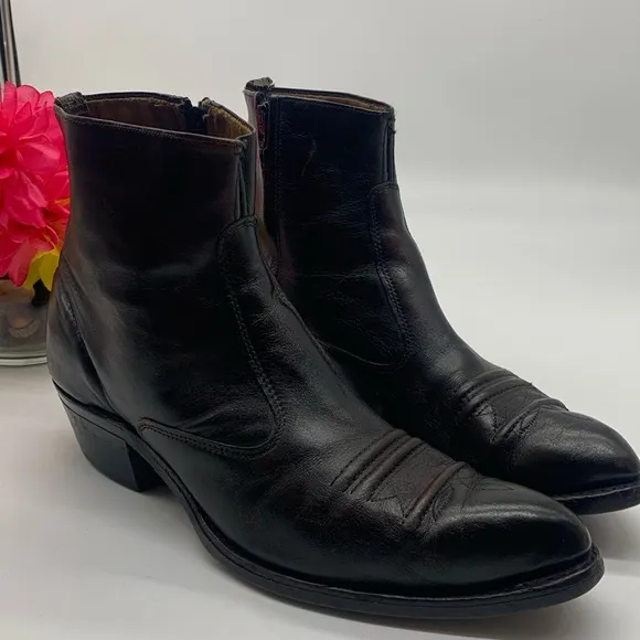 Texas Boot Company Dark Brown Ankle High Short Cowboy Boots Size 10.5 COW7155
