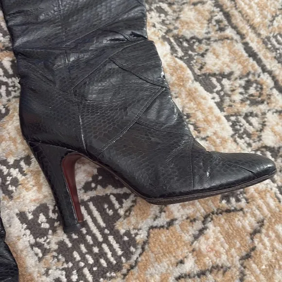 The Frye Company Ava Tall Snakeskin Leather Boots Size 7.5