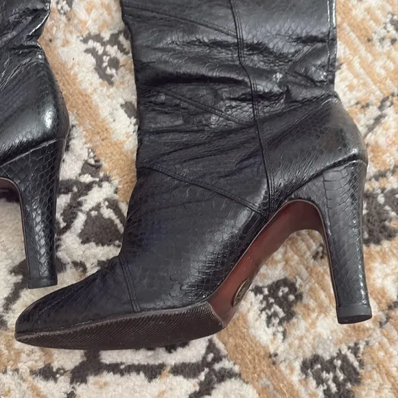 The Frye Company Ava Tall Snakeskin Leather Boots Size 7.5