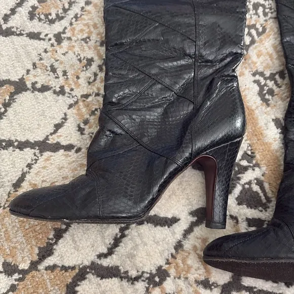 The Frye Company Ava Tall Snakeskin Leather Boots Size 7.5