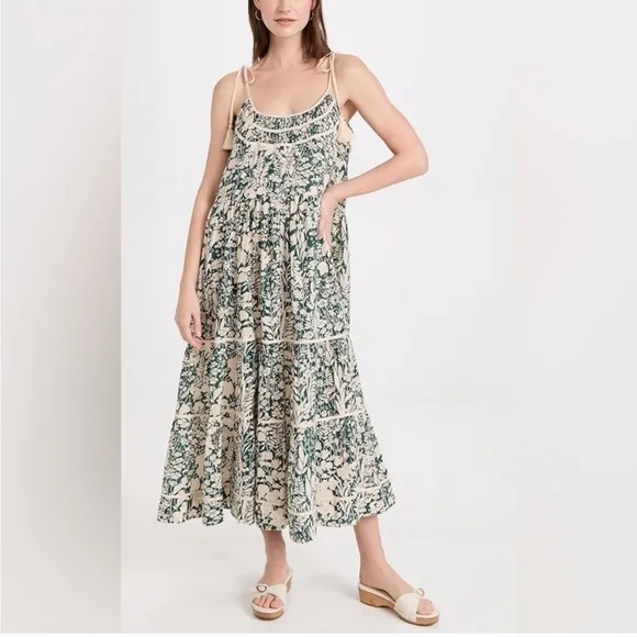 The Great. The Breeze Low-Back Tiered Maxi Dress 1/Small