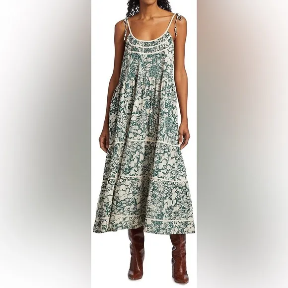 The Great. The Breeze Low-Back Tiered Maxi Dress 1/Small