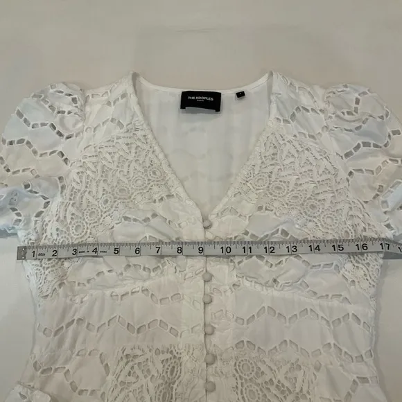 The Kooples Embroidered Lace Mini Dress Cotton in White Size 3