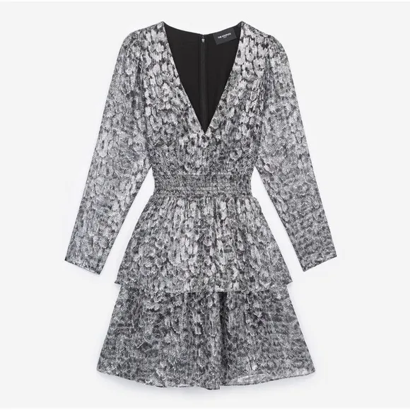 The Kooples Silver Leopard Metallic Dress (D4)