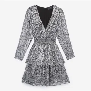 The Kooples Silver Leopard Metallic Dress (D4)