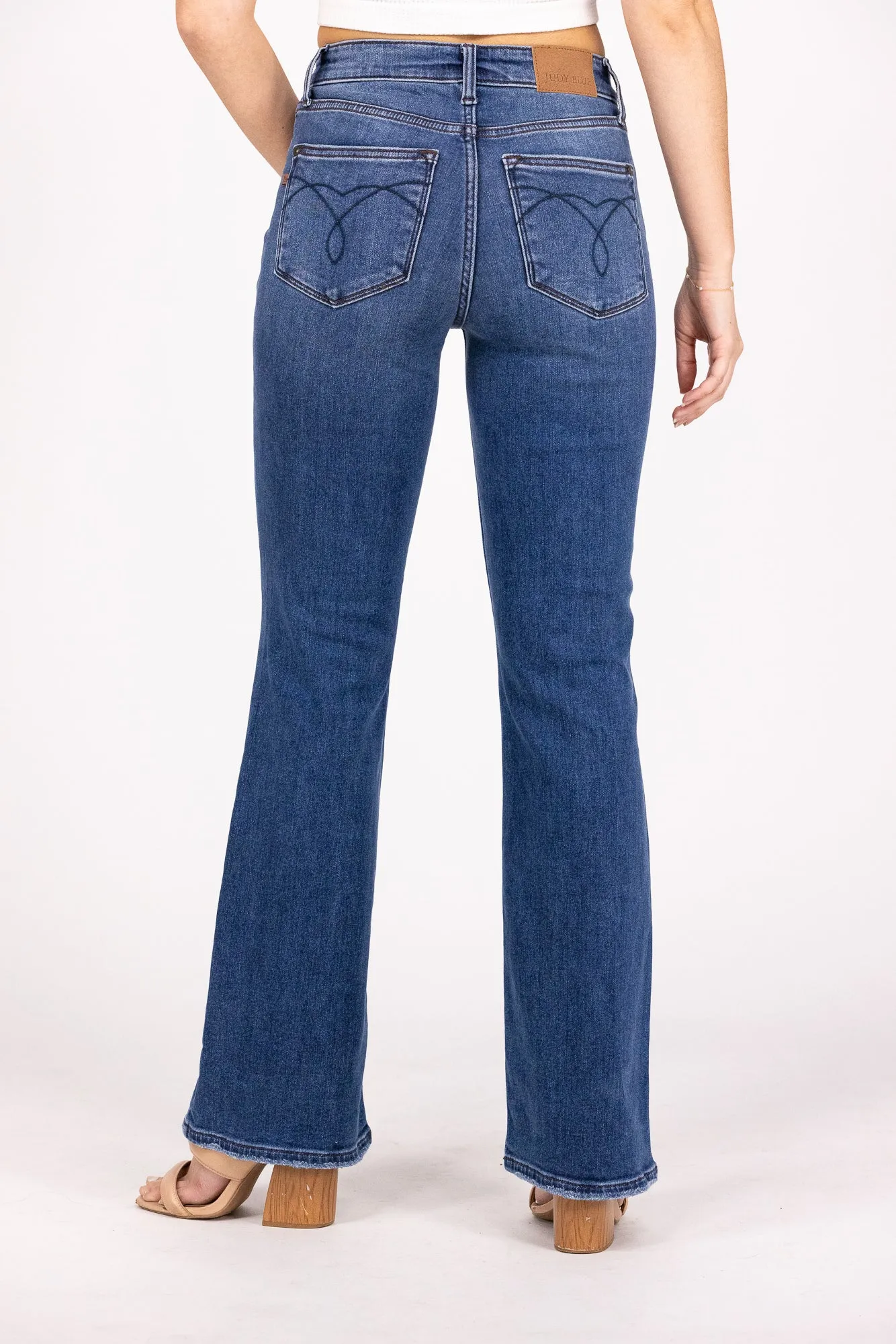 The Paula from Judy Blue: Mid-Rise Thermal Bootcut Denim *Final Sale*