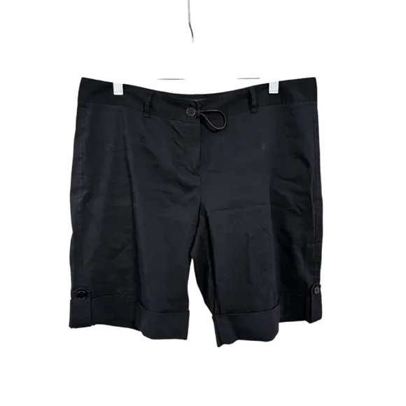 Theory Linen Blend Black Cargo High Rise Shorts Size 12 Lightweight Packable