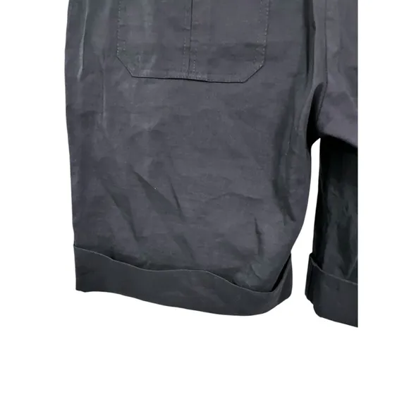 Theory Linen Blend Black Cargo High Rise Shorts Size 12 Lightweight Packable